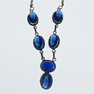 Nwot!! Blue sapphire 925 Sterling necklace
